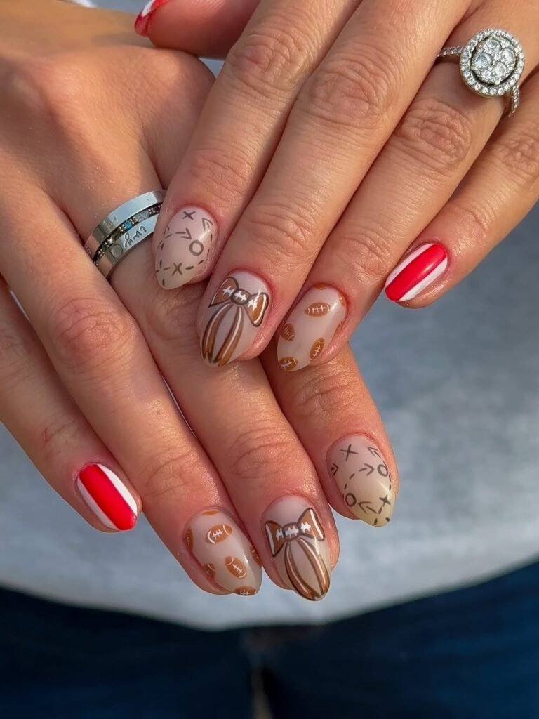 Football Field Inspired Nails 