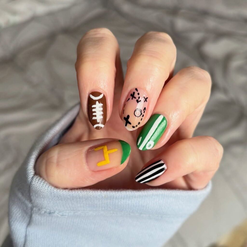 Playful Football Skittle Nails 