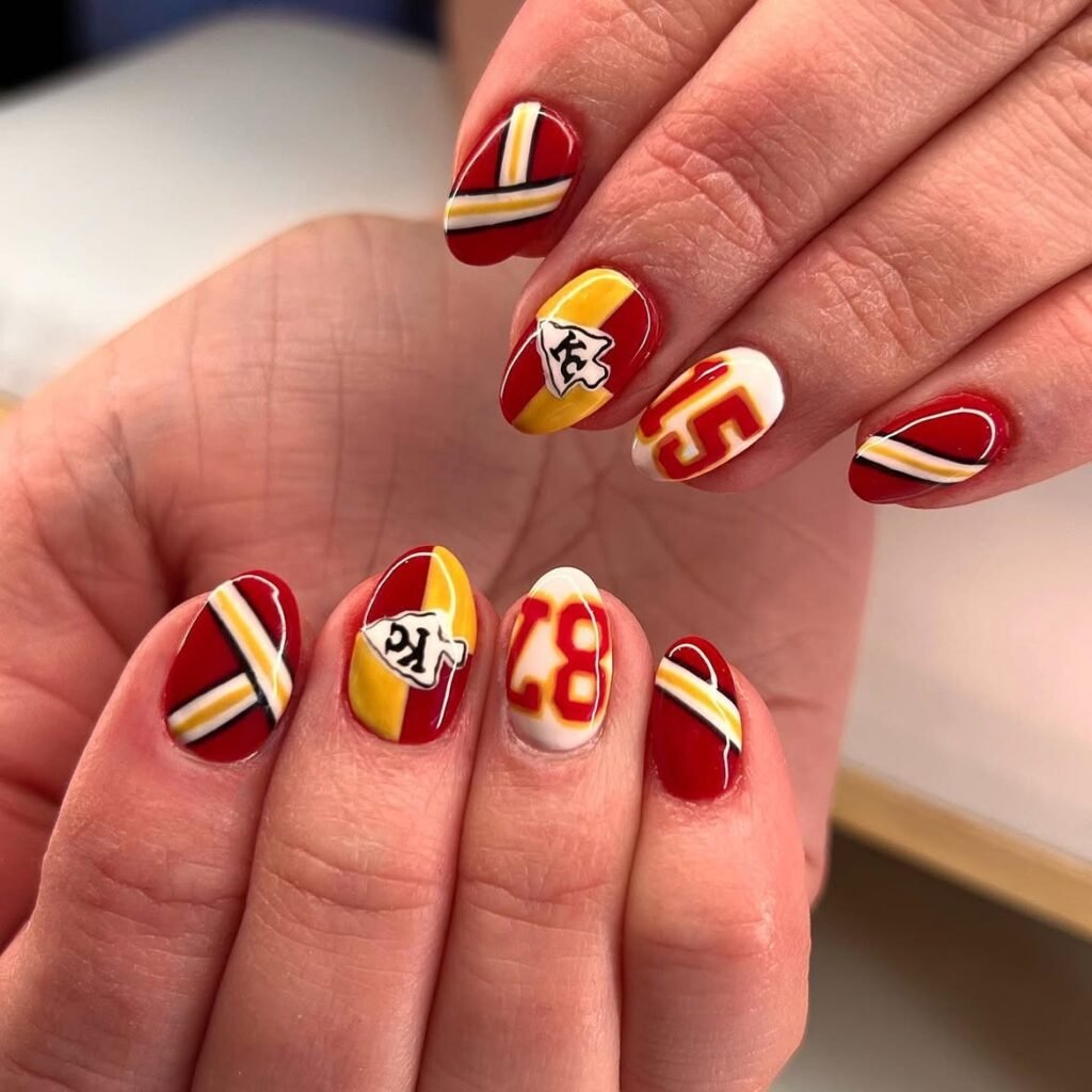 Sporty Chiefs Super Bowl Nails 