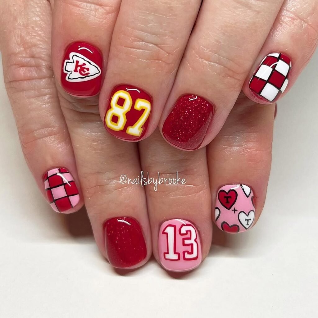 Cute Chiefs Football Nails 