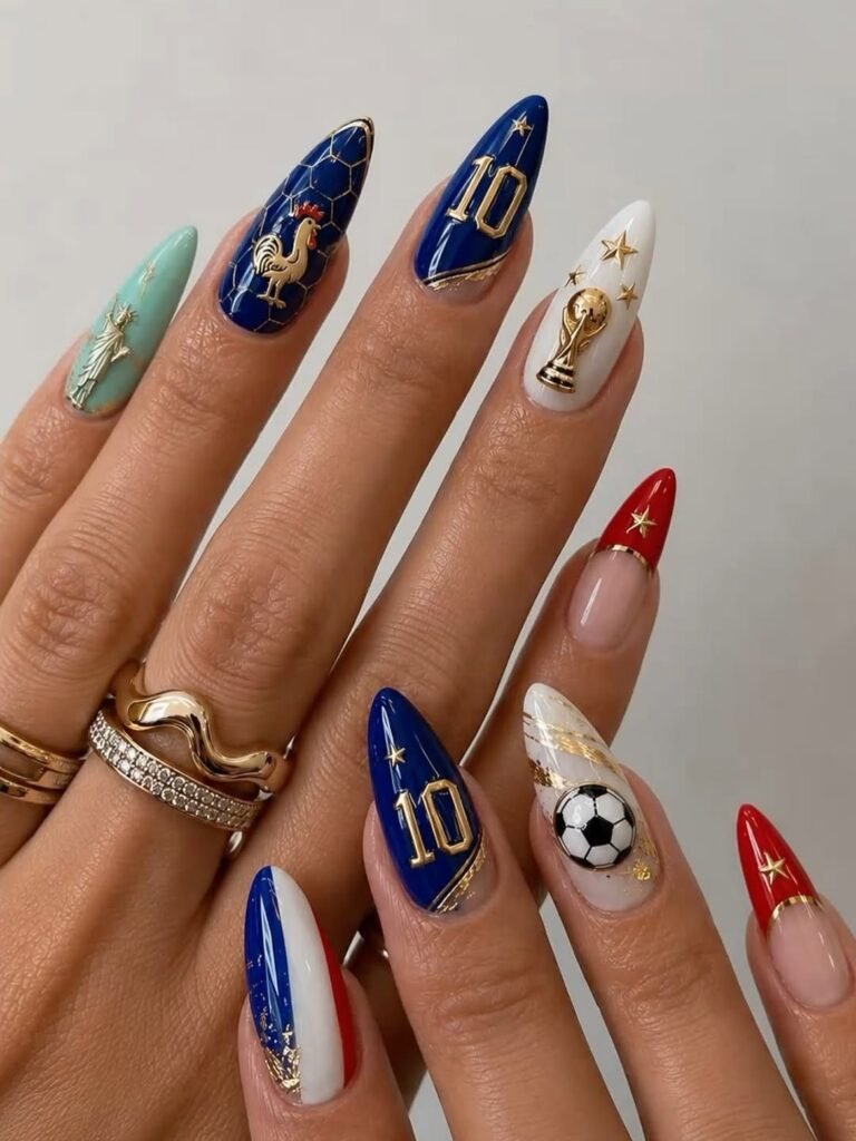 World Cup Inspired Football Nails 