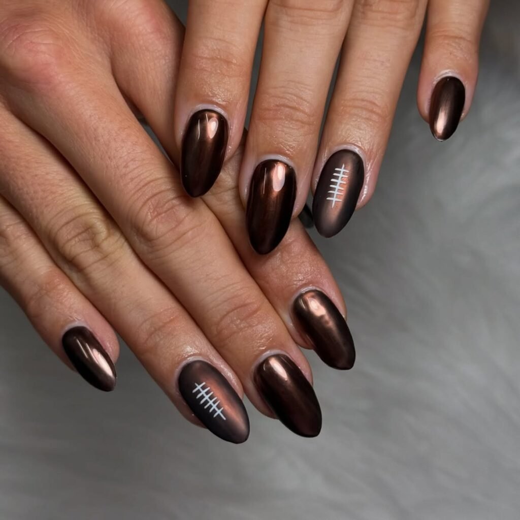Dark Chocolate Football Nails 