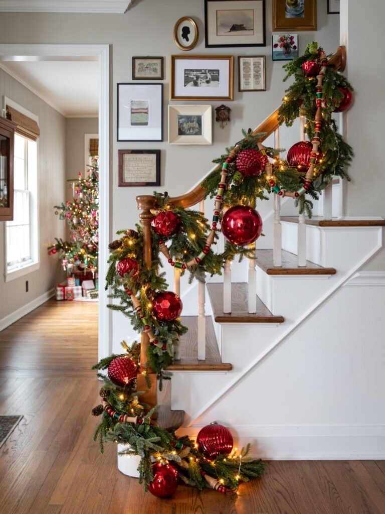 Maximalist Christmas Staircase Garland