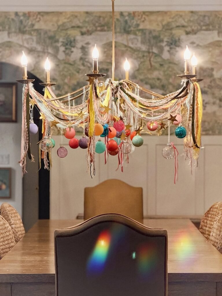 Chandelier With Colorful Ornaments