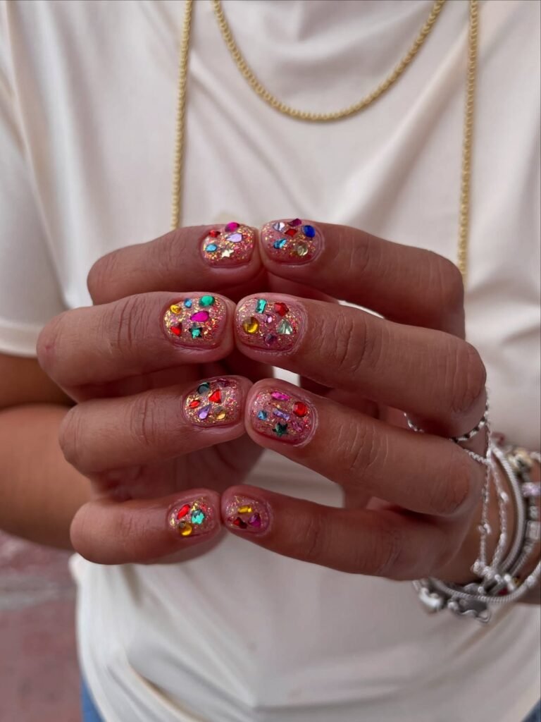 Dense bedazzled nails