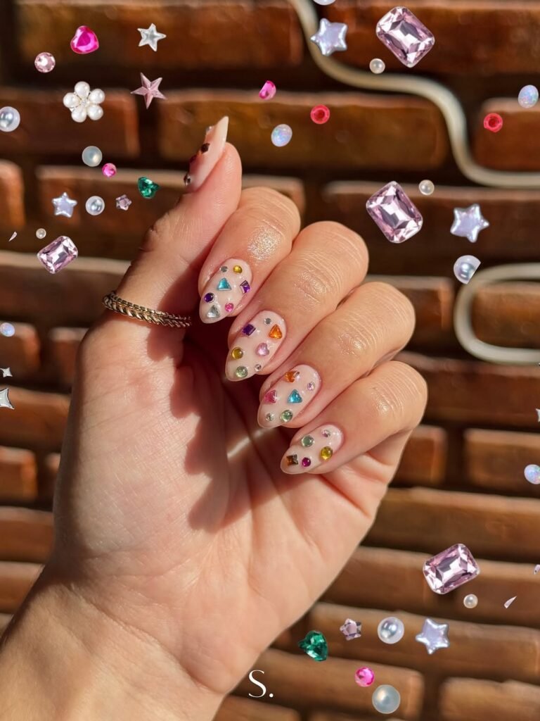 Minimal Bedazzled nails