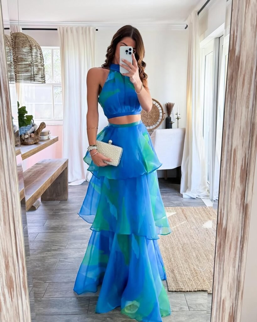  Blue Tiered Skirt New Year Outfit 