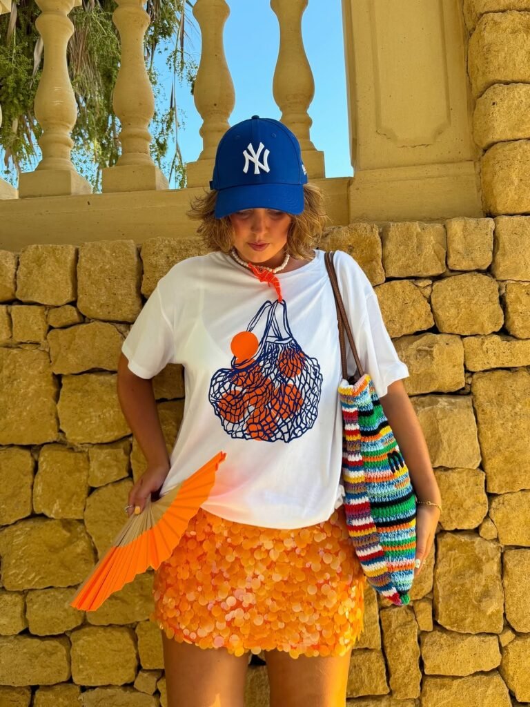 Colorful Super Bowl Outfit With Statement Skirt