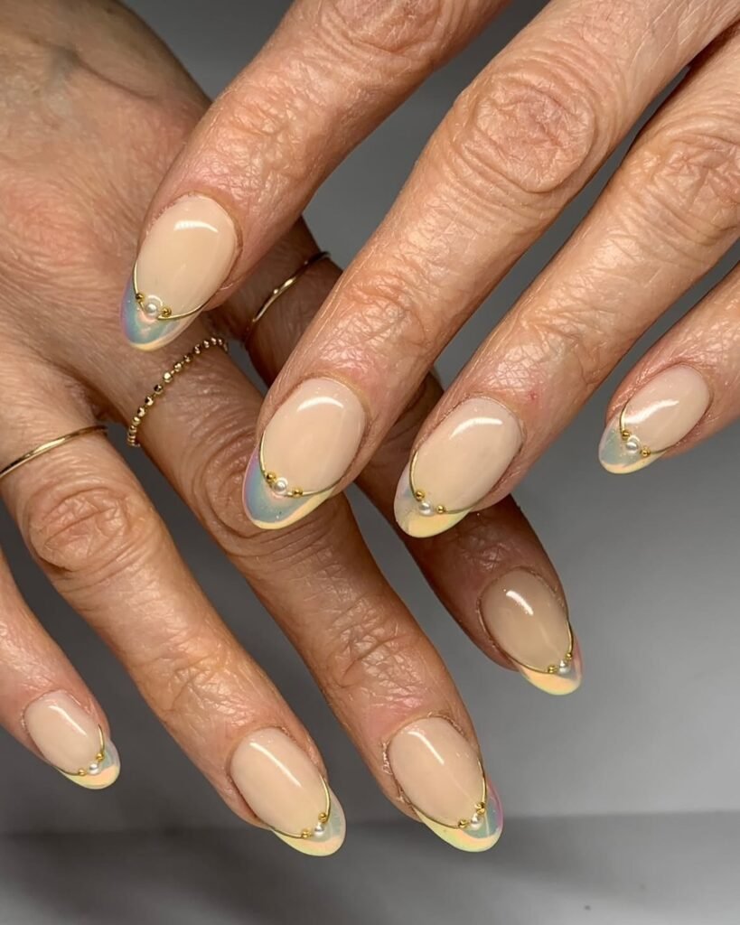 Opalescent French Tip Nails 