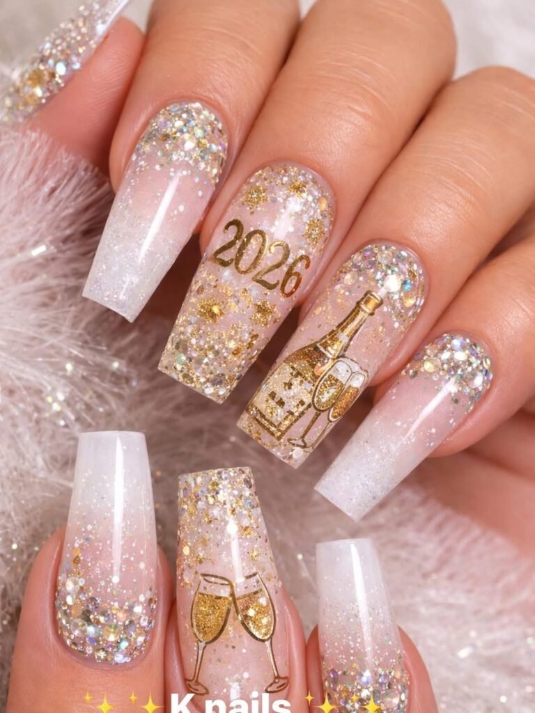 Glamorous 2026 Champagne Nails 