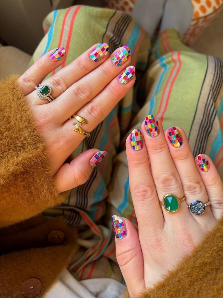 Colorful Mosaic Nails