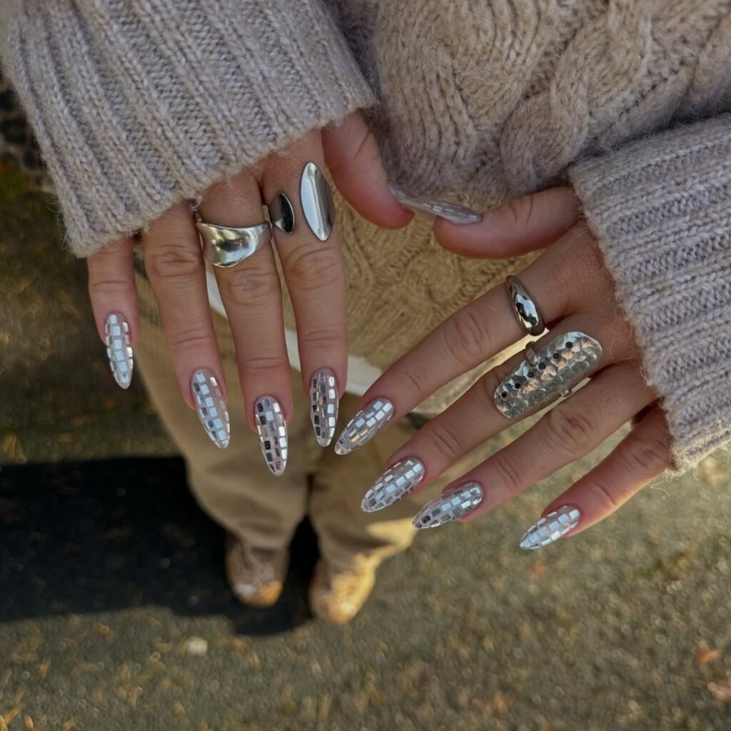 Silver Disco Mirror Nails 