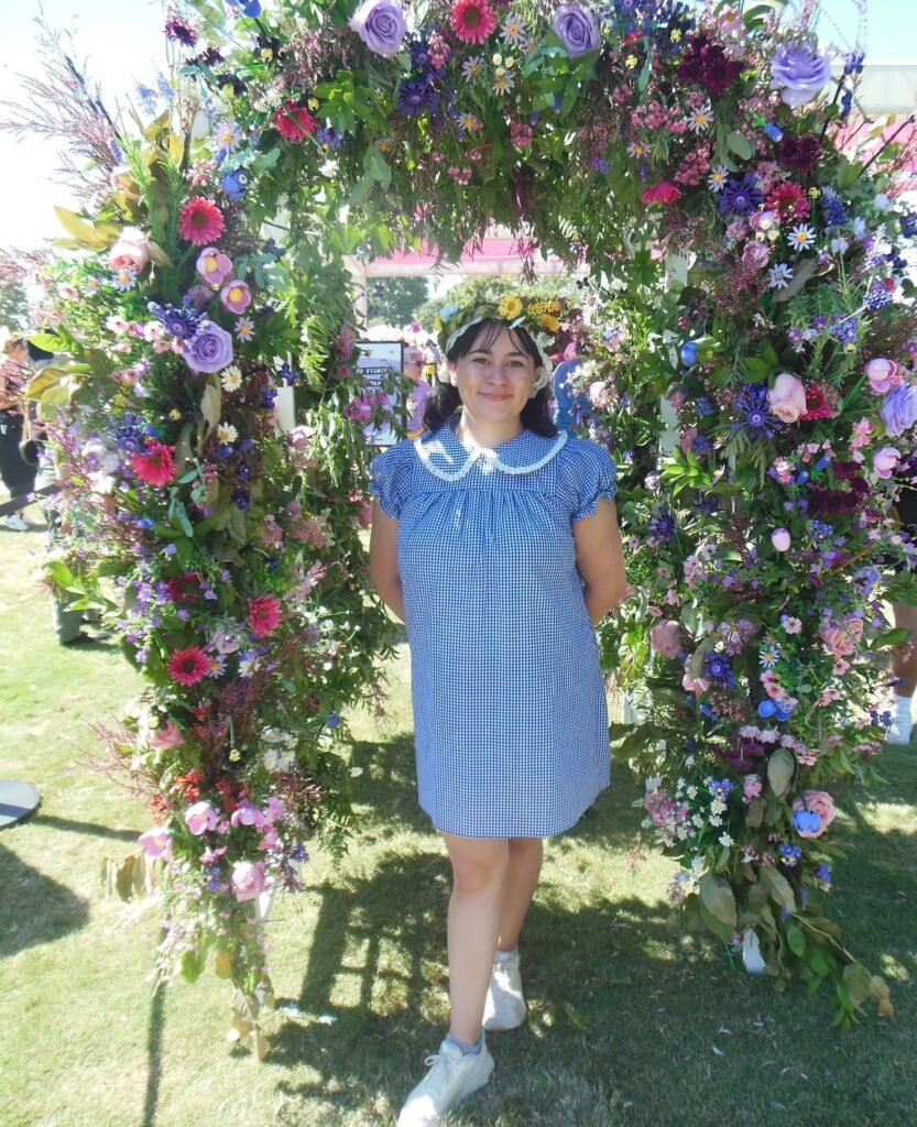 Gingham Dress With Floral crown