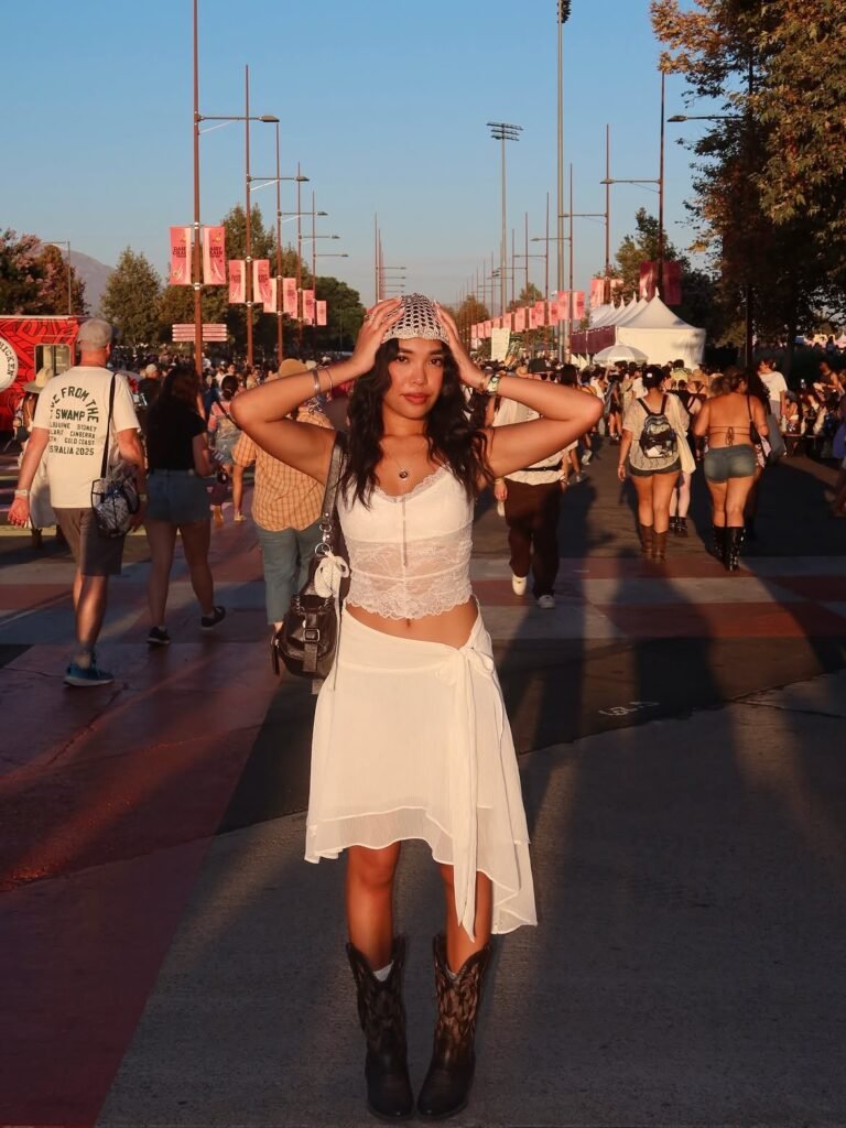 White Lace Crop Top With Asymmetrical Skirt
