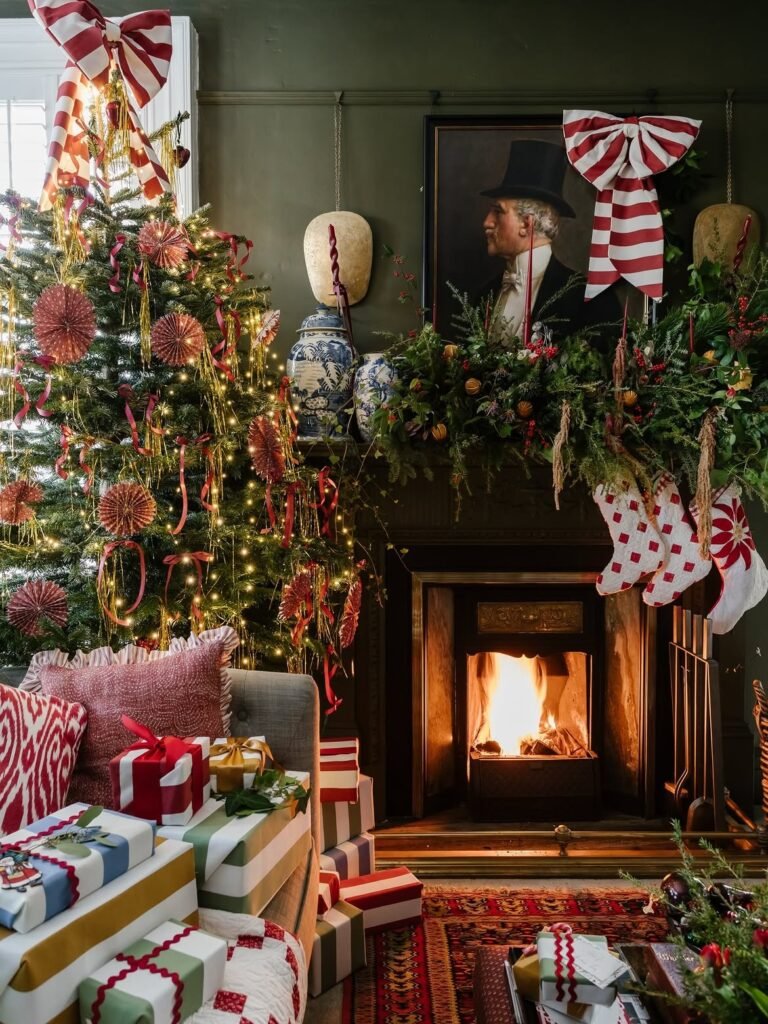 Maximalist Christmas Tree And Mantel