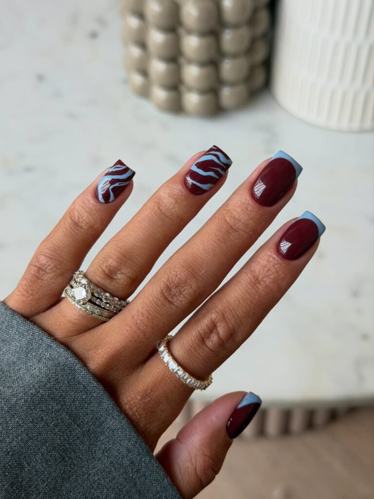 Burgundy And Blue stripes