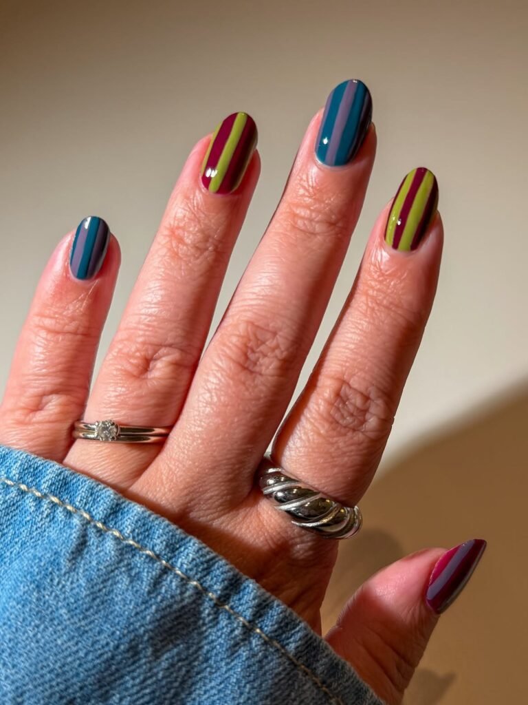 Colorful Striped Nails