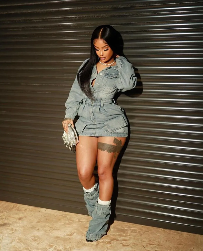 Denim Mini Dress New Year Outfit 