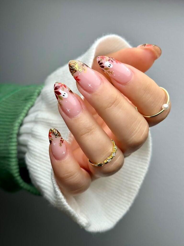 Festive Pink Christmas Nails