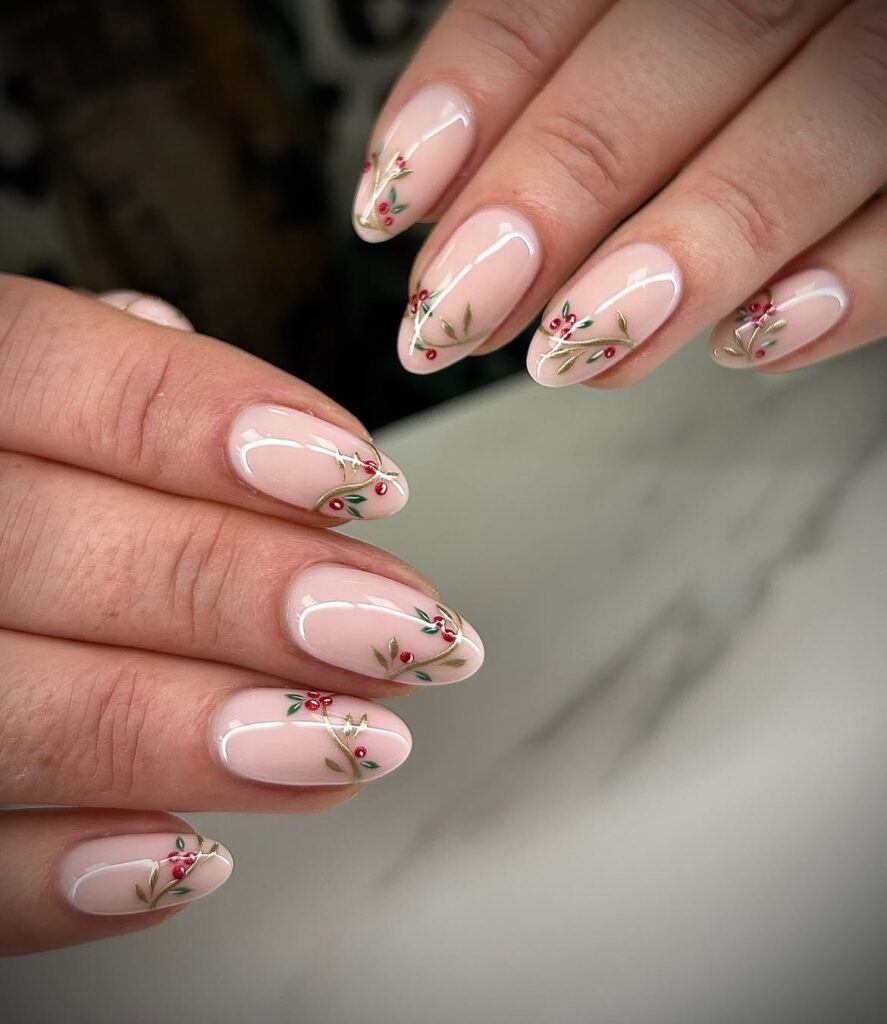 Christmas Berry Winter Nails